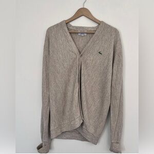 VTG Lacoste Izod Beige V-Neck Cardigan Adult Size M Eclectic Grandpa Grandpacore